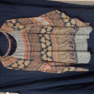 Vintage New Directions Women's Xl Multi- Layer Geo Print Boho Design Tunic